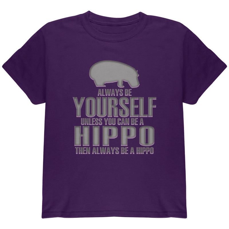 Always Be Yourself Hippo Youth T Shirt Youth T-Shirts Old Glory YLG Purple 