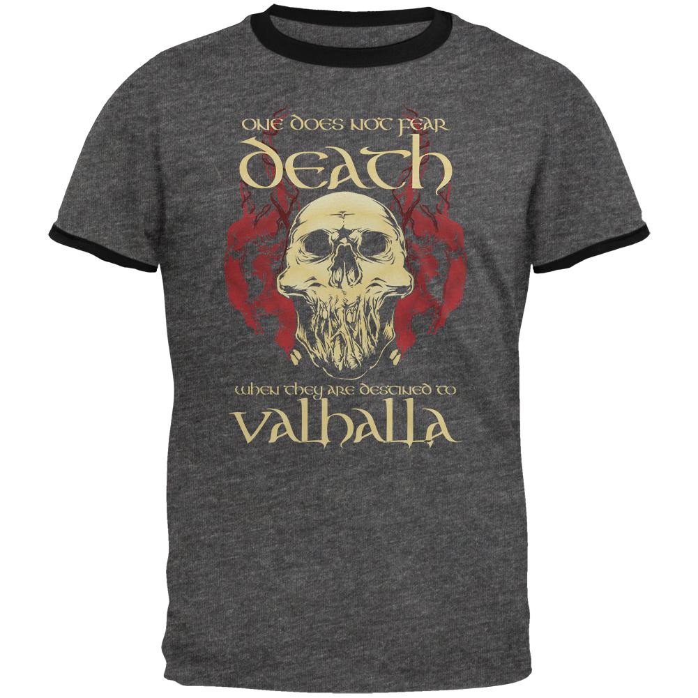 Viking Death Valhalla Mens Ringer T Shirt Men's T-Shirts Old Glory 2XL Grey 