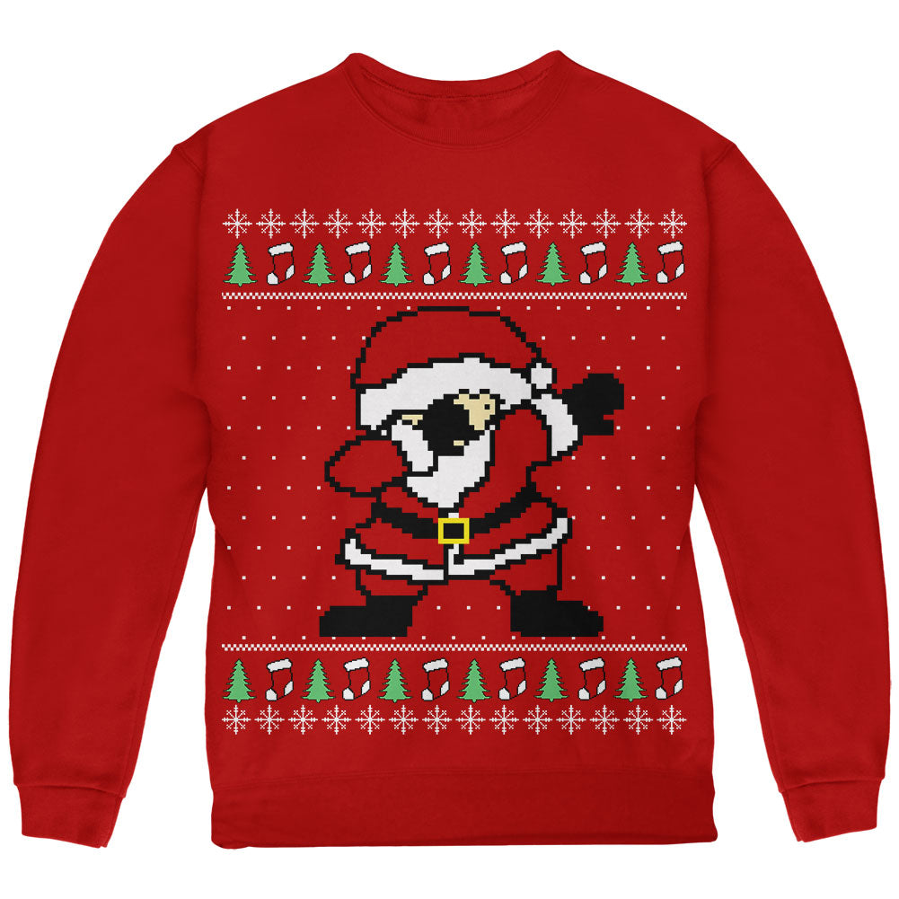 Ugly Christmas Sweater Dabbing Santa Claus Youth Sweatshirt Youth Sweatshirts Old Glory YSM Red 