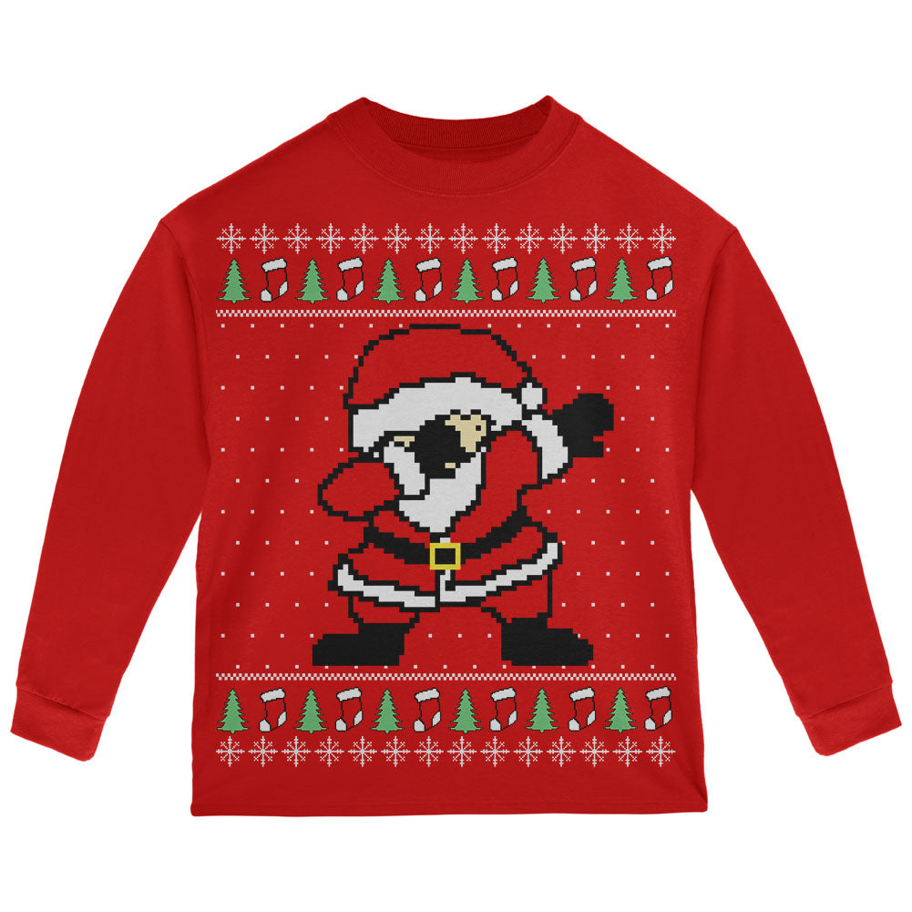 Ugly Christmas Sweater Dabbing Santa Claus Toddler Long Sleeve T Shirt Toddler Long Sleeves Old Glory 2T Red 