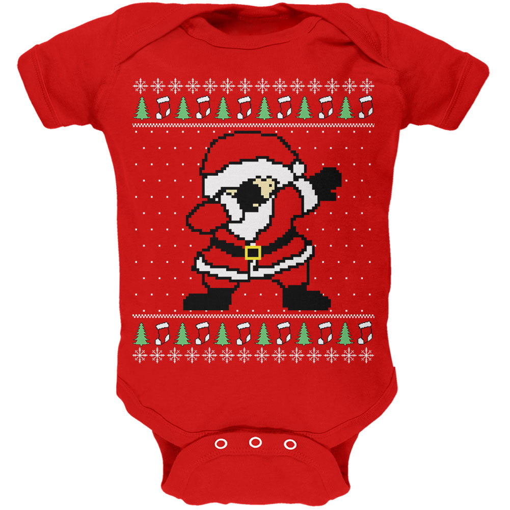 Ugly Christmas Sweater Dabbing Santa Claus Soft Baby One Piece Baby One Piece Old Glory 0-3M Red 