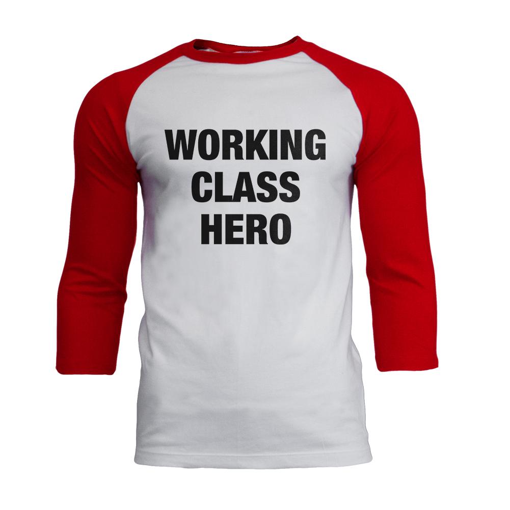 Working Class Hero Inspired By John Lennon Mens Soft Raglan T Shirt Men's T-Shirts Old Glory 2XL White 