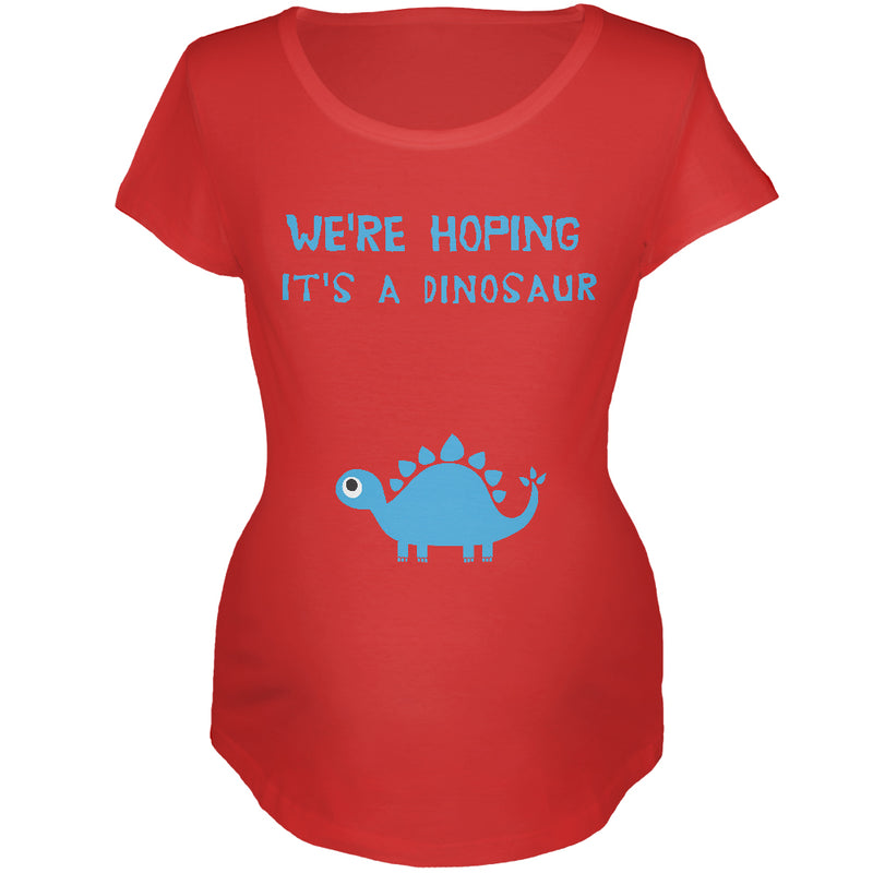 We're Hoping It's a Dinosaur Boy Maternity Soft T Shirt Maternity T-Shirts Old Glory 2XL Red 