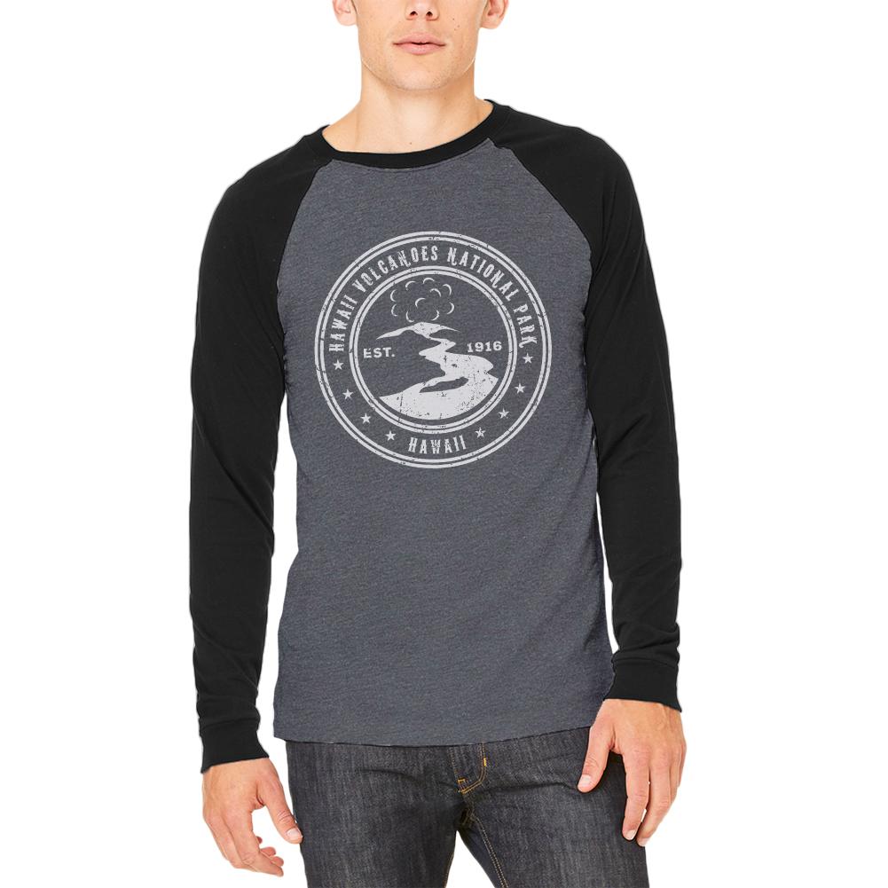 Hawaii Volcanoes National Park Adult Long Sleeve Raglan T-Shirt Men's Long Sleeves Old Glory LG Black 