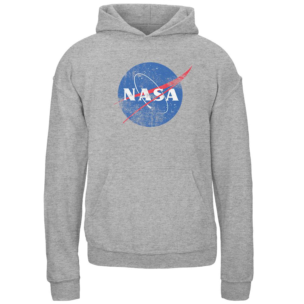 NASA Distressed Logo Youth Hoodie Youth Hoodies NASA LG Grey 