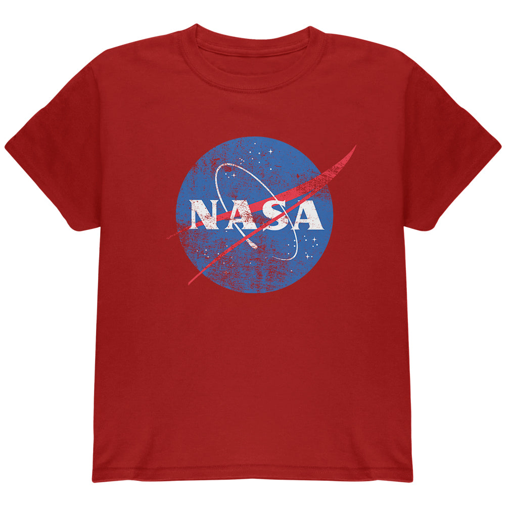 NASA Distressed Logo Youth T Shirt Youth T-Shirts Old Glory YLG Cardinal Red 