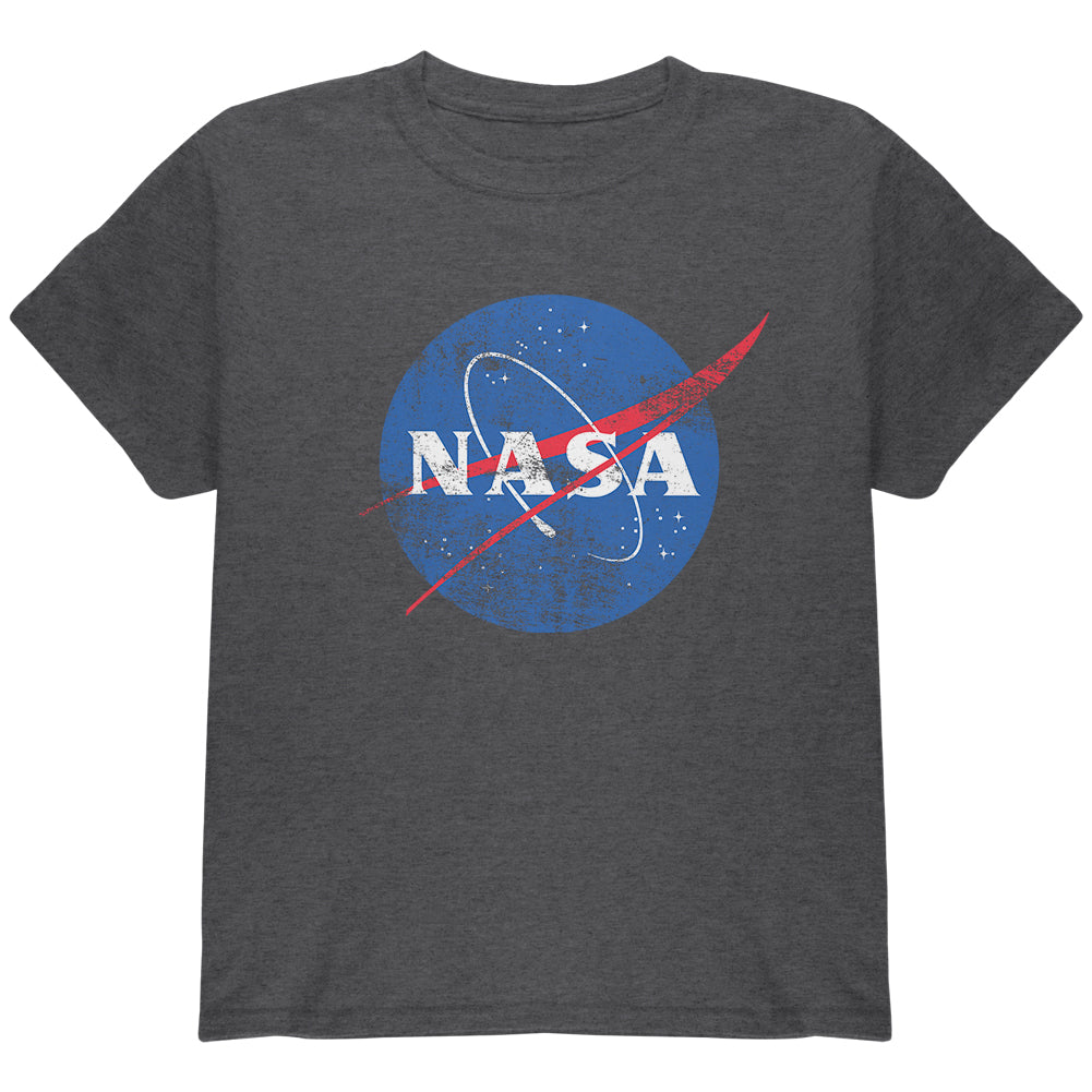 NASA Distressed Logo Youth T Shirt Youth T-Shirts Old Glory YLG Dark Heather 