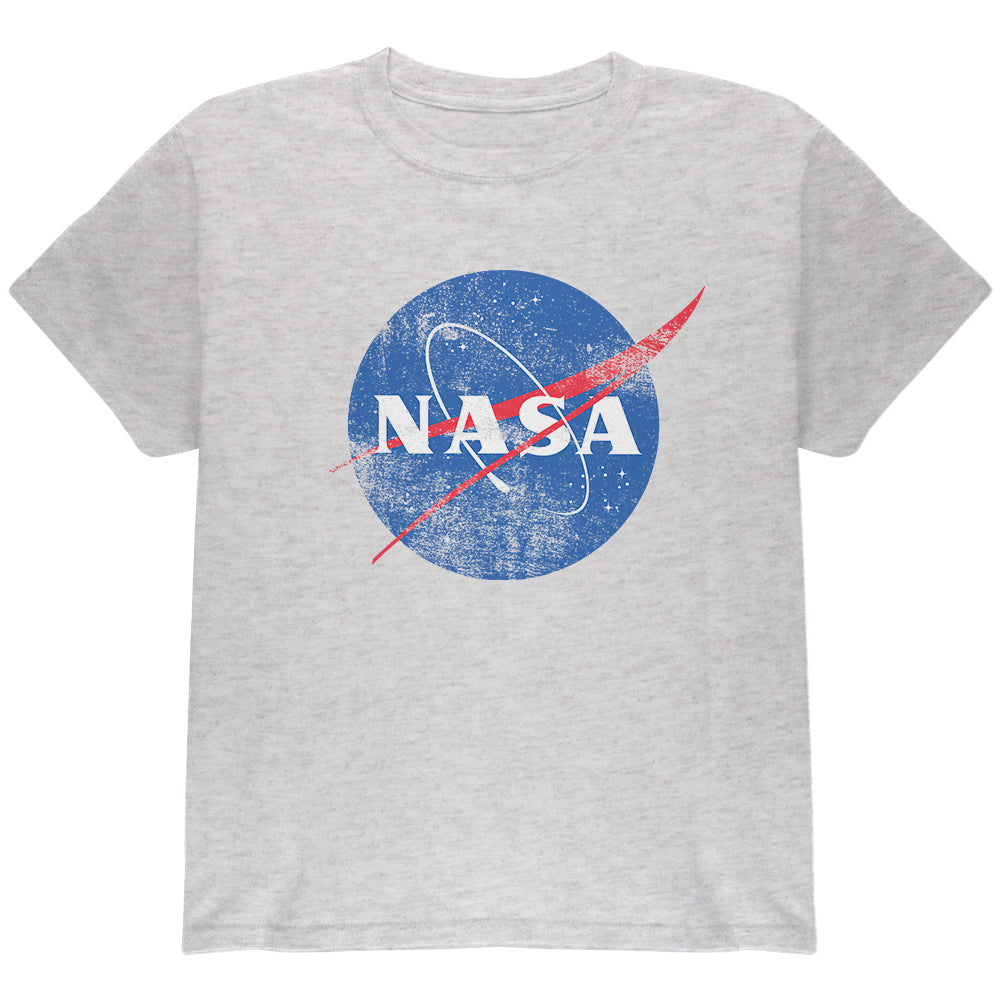 NASA Distressed Logo Youth T Shirt Youth T-Shirts Old Glory YLG Light Heather Grey 