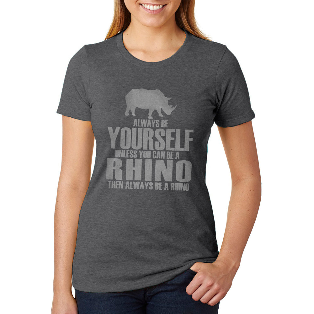 Always Be Yourself Rhino Womens Soft Heather T Shirt Women's T-Shirts Old Glory 2XL Black 