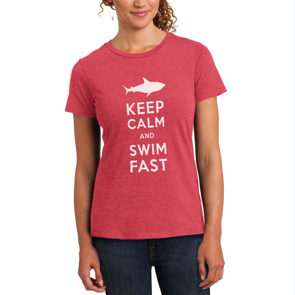 Shark Keep Calm and Swim Fast Womens Soft Heather T Shirt Women's T-Shirts Old Glory 2XL Watermelon 