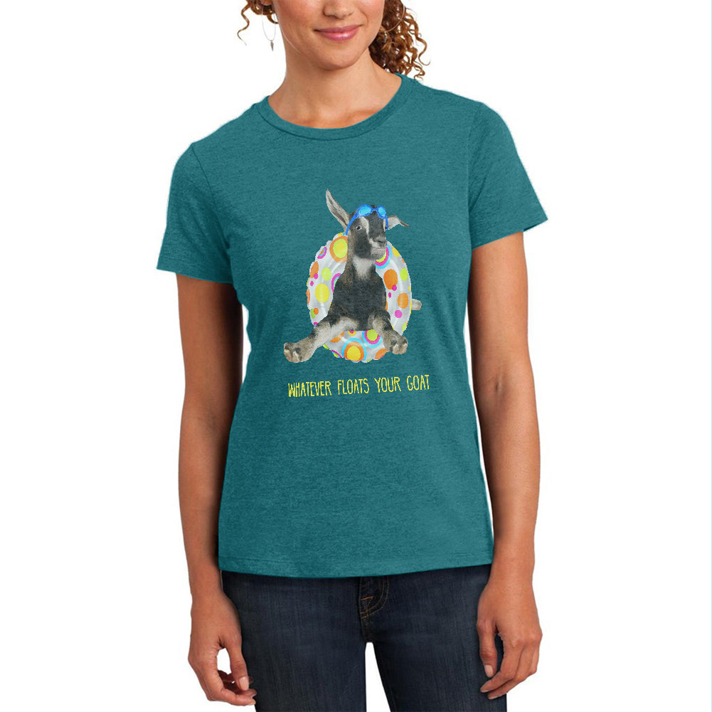 Whatever Floats your Goat Boat Womens Soft Heather T Shirt Women's T-Shirts Old Glory LG Teal 