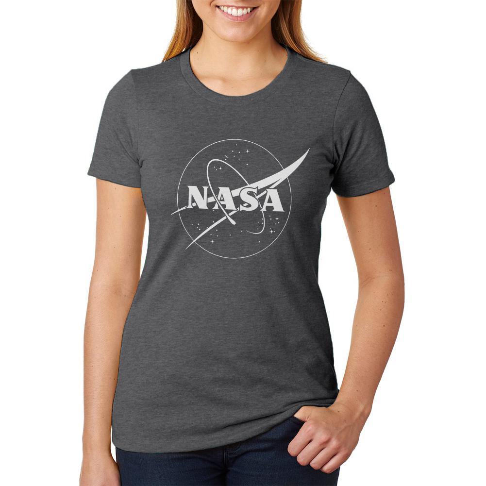 NASA Outline Logo Womens Soft Heather T Shirt Women's T-Shirts Old Glory 2XL Black 