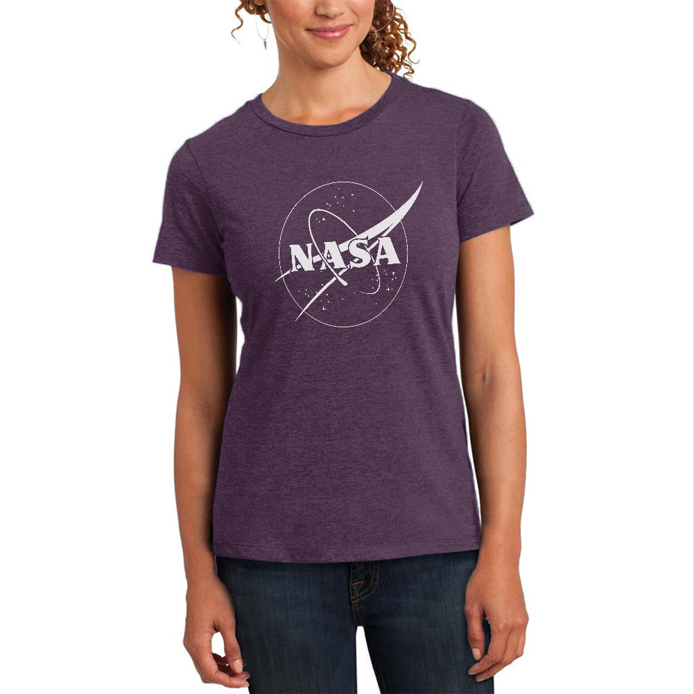 NASA Outline Logo Womens Soft Heather T Shirt Women's T-Shirts Old Glory 2XL Eggplant 