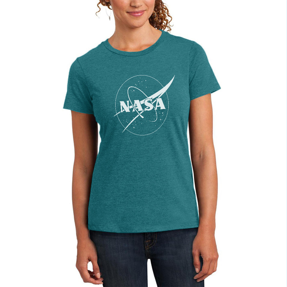 NASA Outline Logo Womens Soft Heather T Shirt Women's T-Shirts Old Glory 2XL Teal 