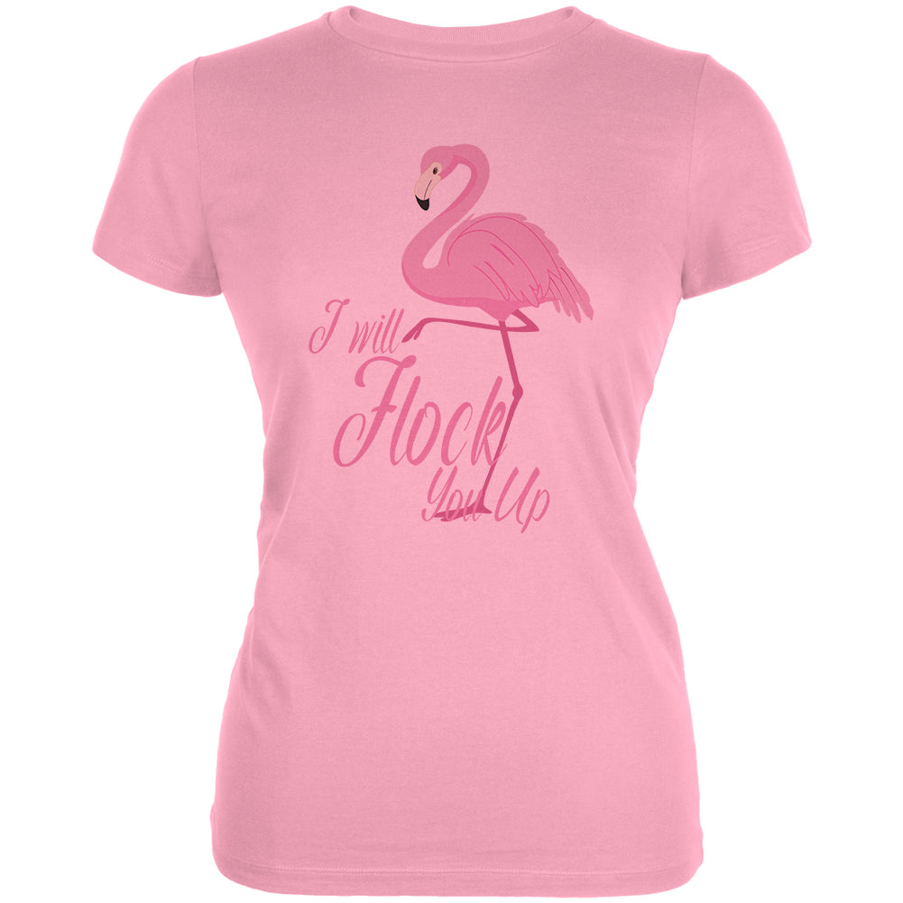 Flamingo I Will Flock You Up Juniors Soft T Shirt Juniors T-Shirts Old Glory 2XL Pink 