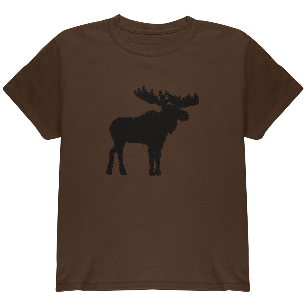 Moose Faux Stitched Youth T Shirt Youth T-Shirts Old Glory YLG Brown 