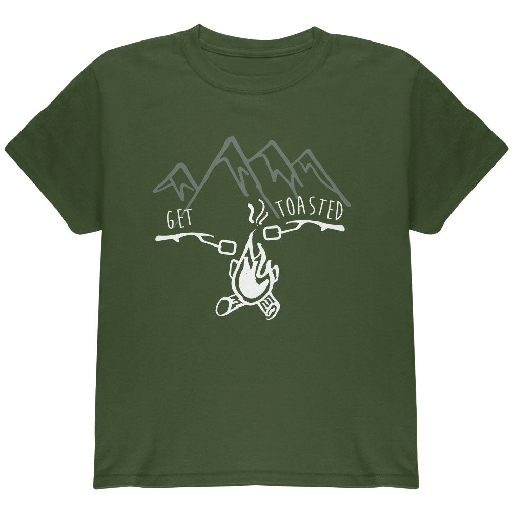 Camping Nature Get Toasted Smores Youth T Shirt Youth T-Shirts Old Glory YLG Green 