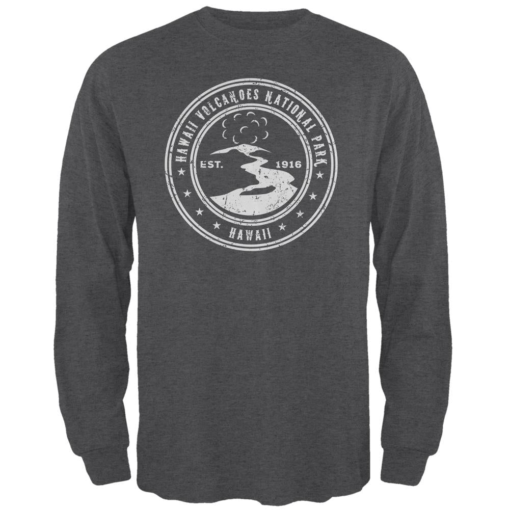 Hawaii Volcanoes National Park Mens Long Sleeve T Shirt Men's Long Sleeves Old Glory 2XL Dark Heather Grey 