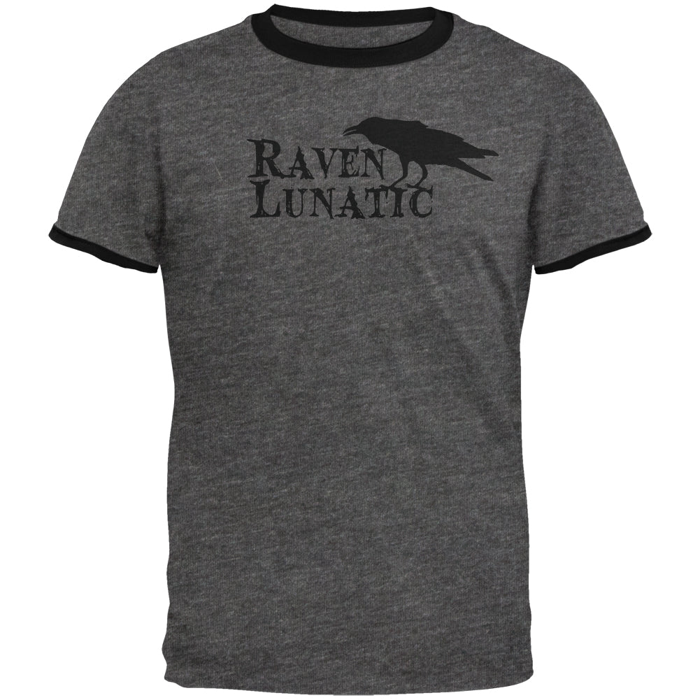 Halloween Raven Lunatic Mens Ringer T Shirt Men's T-Shirts Old Glory 2XL Grey 