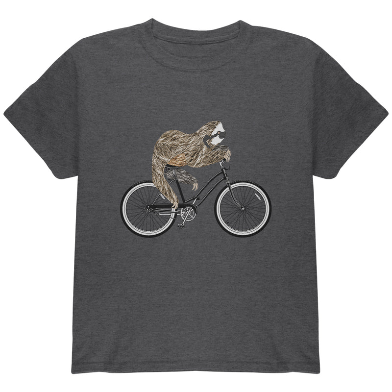 Bicycle Sloth Youth T Shirt Youth T-Shirts Old Glory YLG Dark Heather 