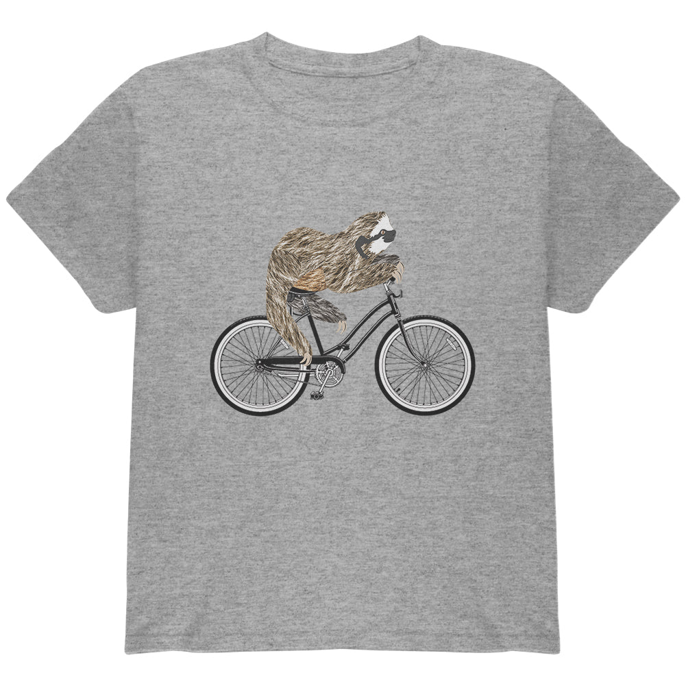 Bicycle Sloth Youth T Shirt Youth T-Shirts Old Glory YLG Heather Grey 