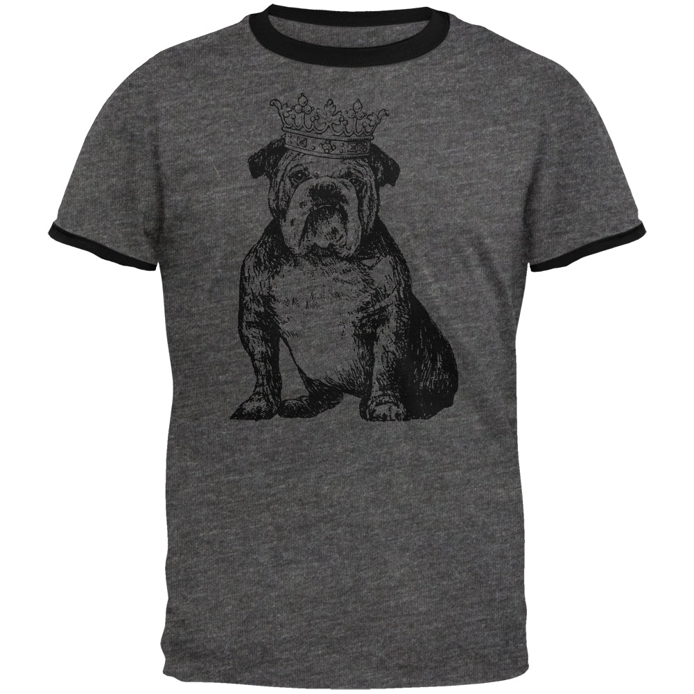 British Bulldog Crown Grey Mens Ringer T Shirt Men's T-Shirts Old Glory 2XL Grey 