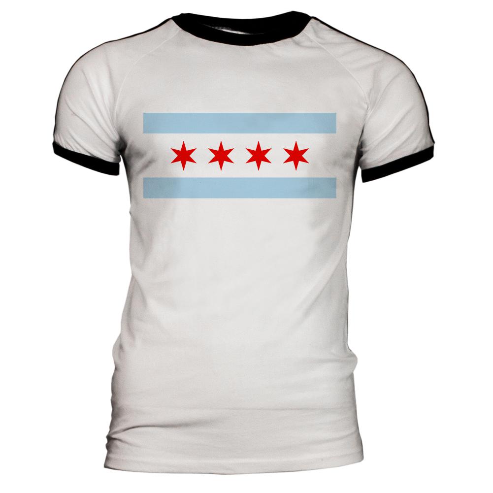 City Flag Chicago Mens Soccer Jersey T Shirt Men's T-Shirts Old Glory 2XL White 