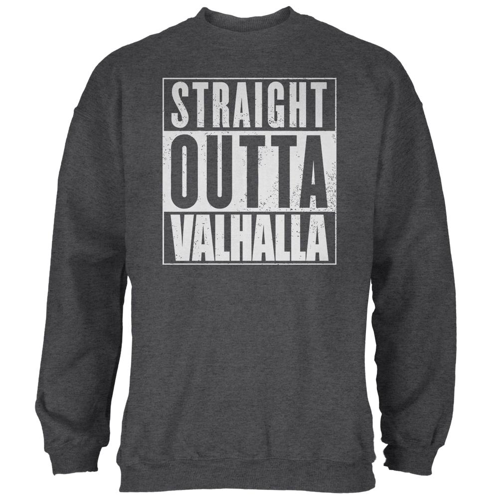 Straight Outta Valhalla Viking Valkyrie Mens Sweatshirt Men's Sweatshirts Old Glory 2XL Black 