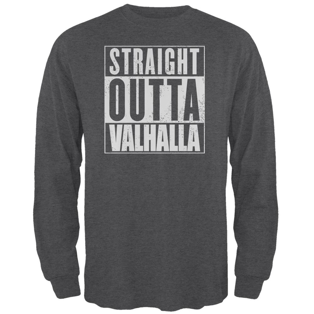 Straight Outta Valhalla Viking Valkyrie Mens Long Sleeve T Shirt Men's Long Sleeves Old Glory 2XL Black 