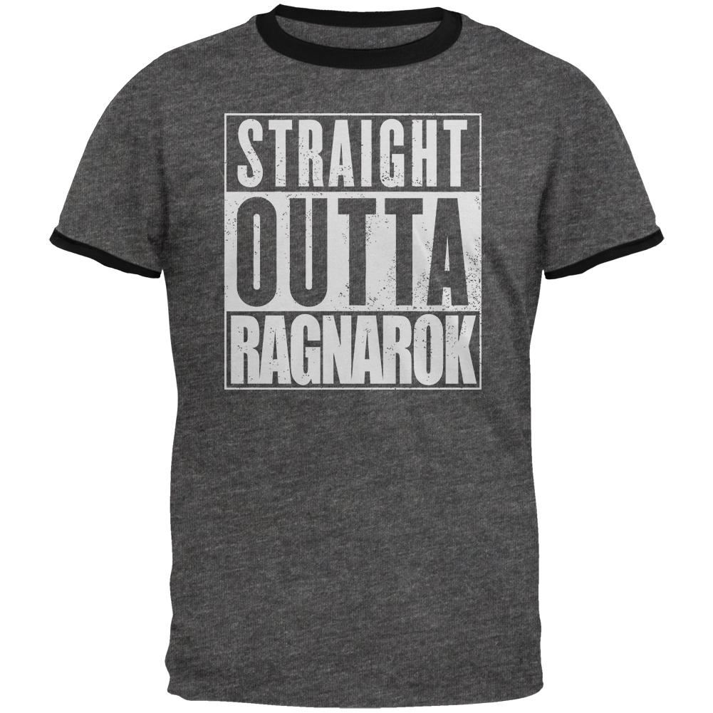 Straight Outta Ragnarok Viking Mens Ringer T Shirt Men's T-Shirts Old Glory 2XL Grey 