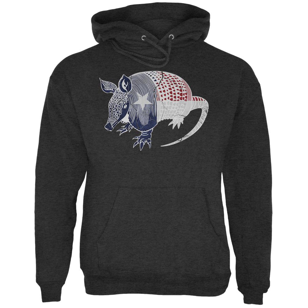 Armadillo Texas State Flag Distressed Silhouette Mens Hoodie Men's Hoodies Old Glory 2XL Grey 