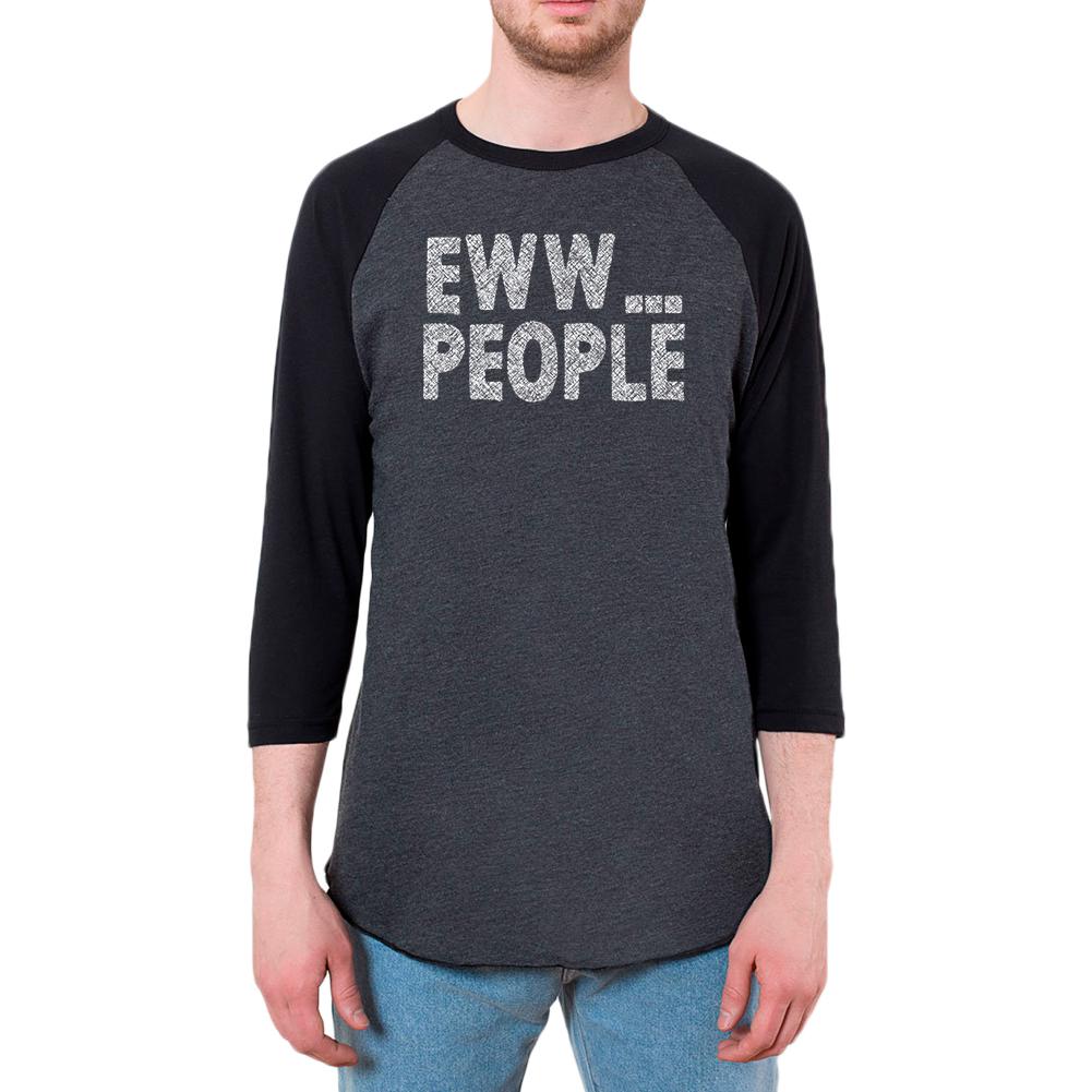 Eww People Funny Antisocial Mens Raglan T Shirt Men's T-Shirts Old Glory 2XL Black 