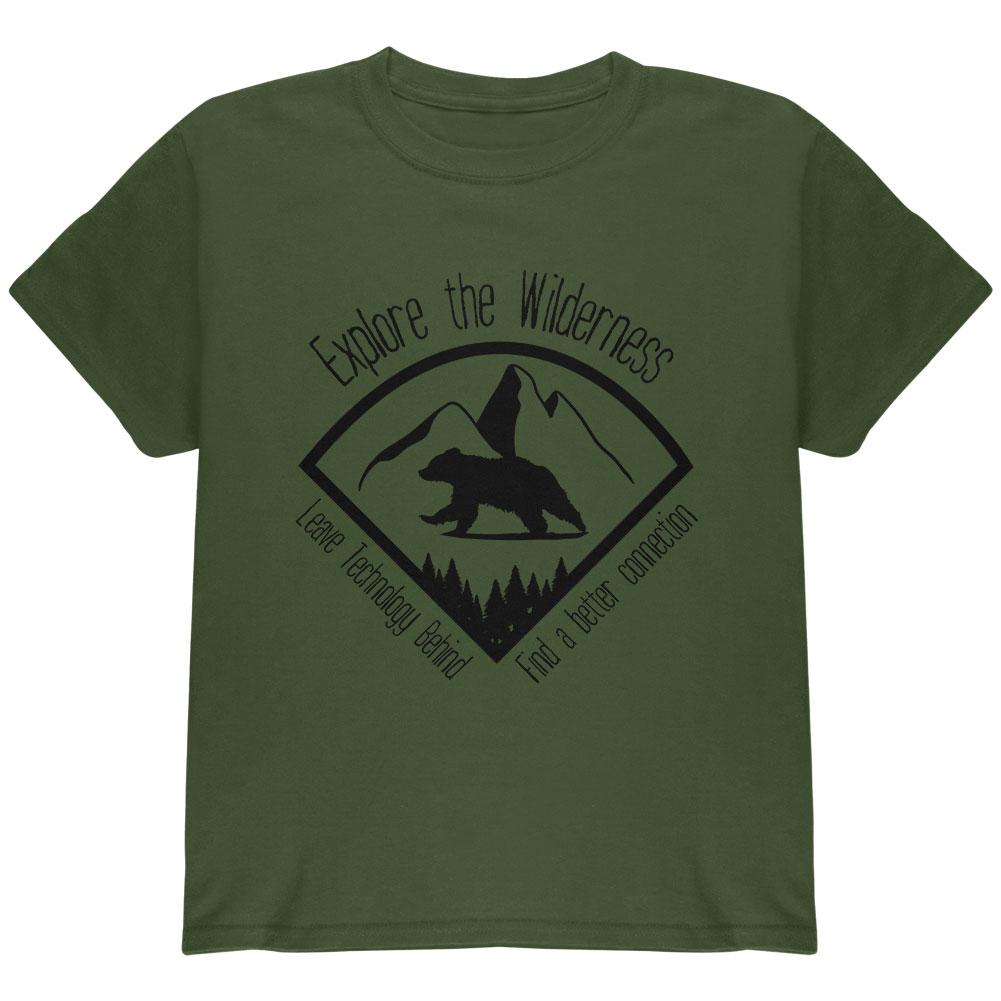 Explore The Wilderness No Wifi Better Connection Youth T Shirt Youth T-Shirts Old Glory LG Green 