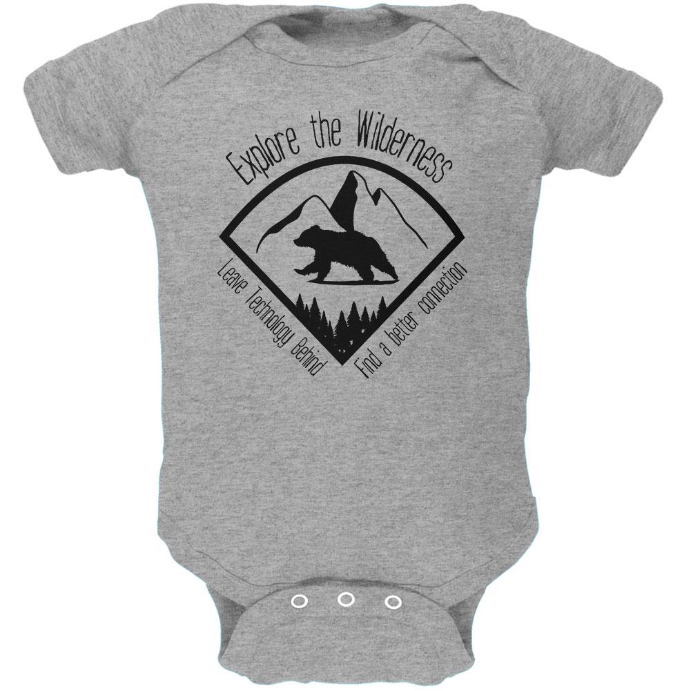 Explore The Wilderness No Wifi Better Connection Soft Baby One Piece Baby One Piece Old Glory 0-3M Grey 