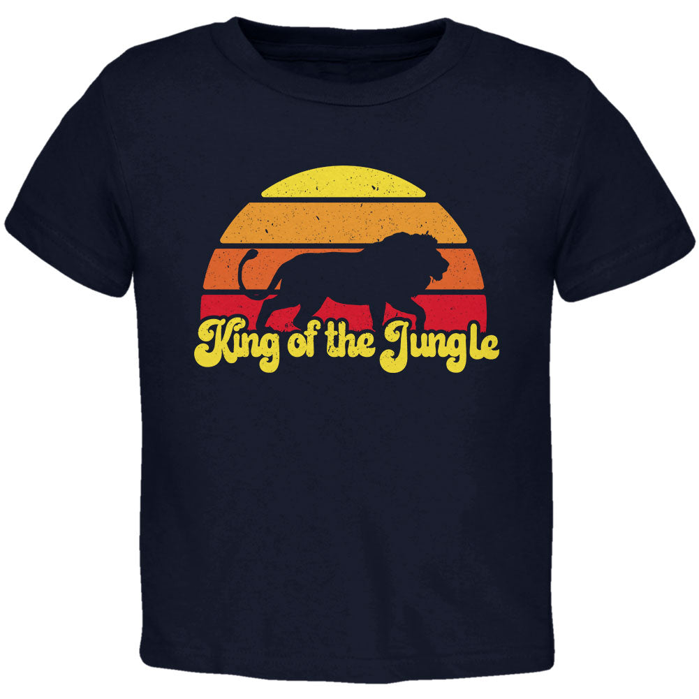 King Of The Jungle Lion Retro Sun Toddler T Shirt Toddler T-Shirts Old Glory 2T Navy 