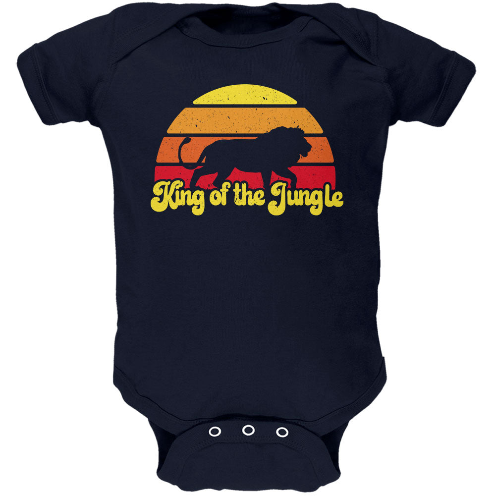 King Of The Jungle Lion Retro Sun Soft Baby One Piece Baby One Piece Old Glory 0-3M Navy 