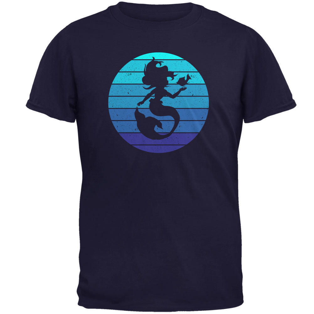 Mermaid Retro Ocean Blues Mens T Shirt Men's T-Shirts Old Glory 2XL Navy 