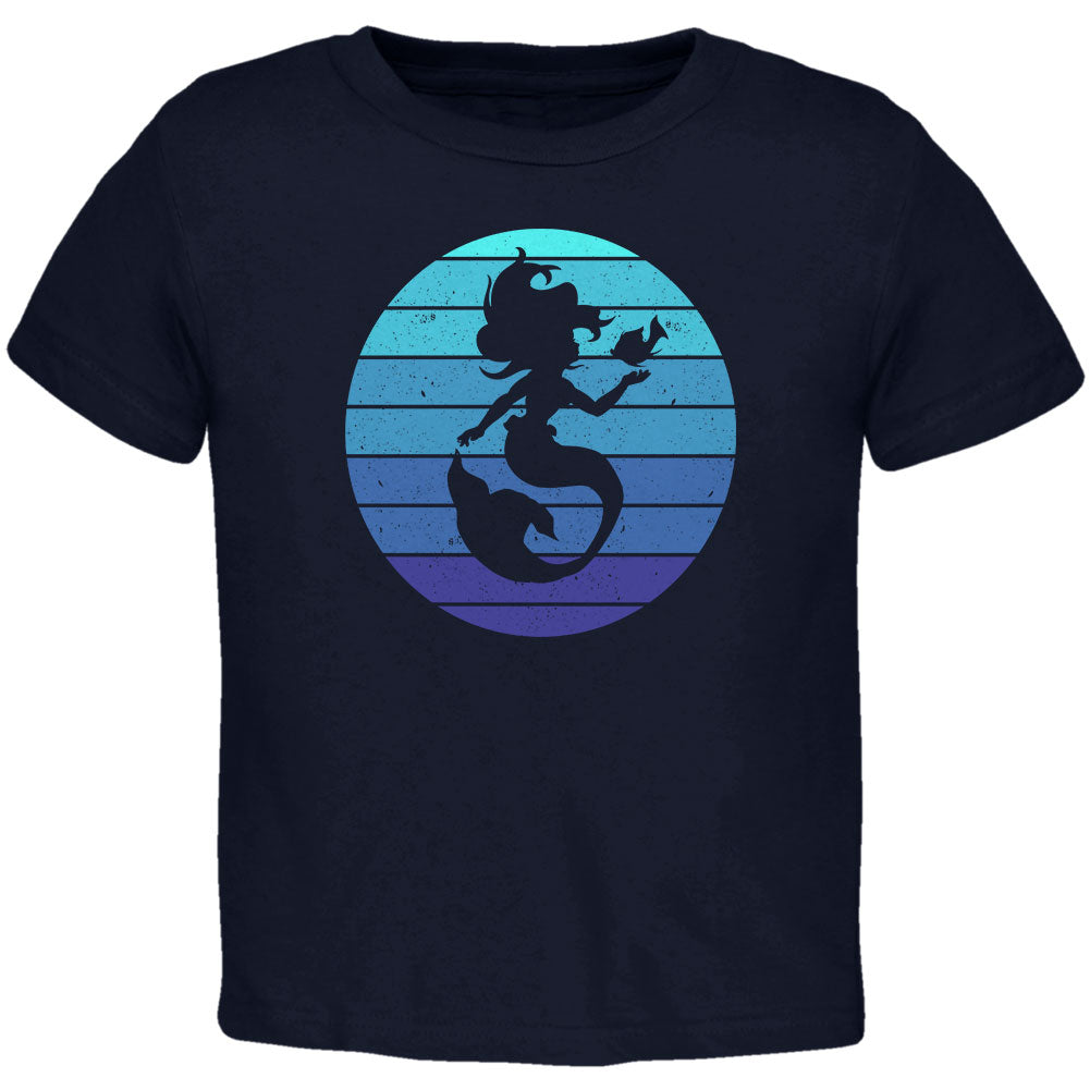 Mermaid Retro Ocean Blues Toddler T Shirt Toddler T-Shirts Old Glory 2T Navy 