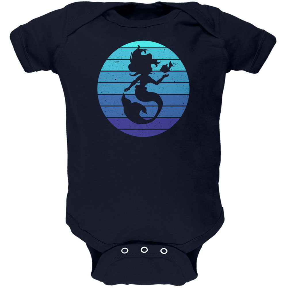 Mermaid Retro Ocean Blues Soft Baby One Piece Baby One Piece Old Glory 0-3M Navy 