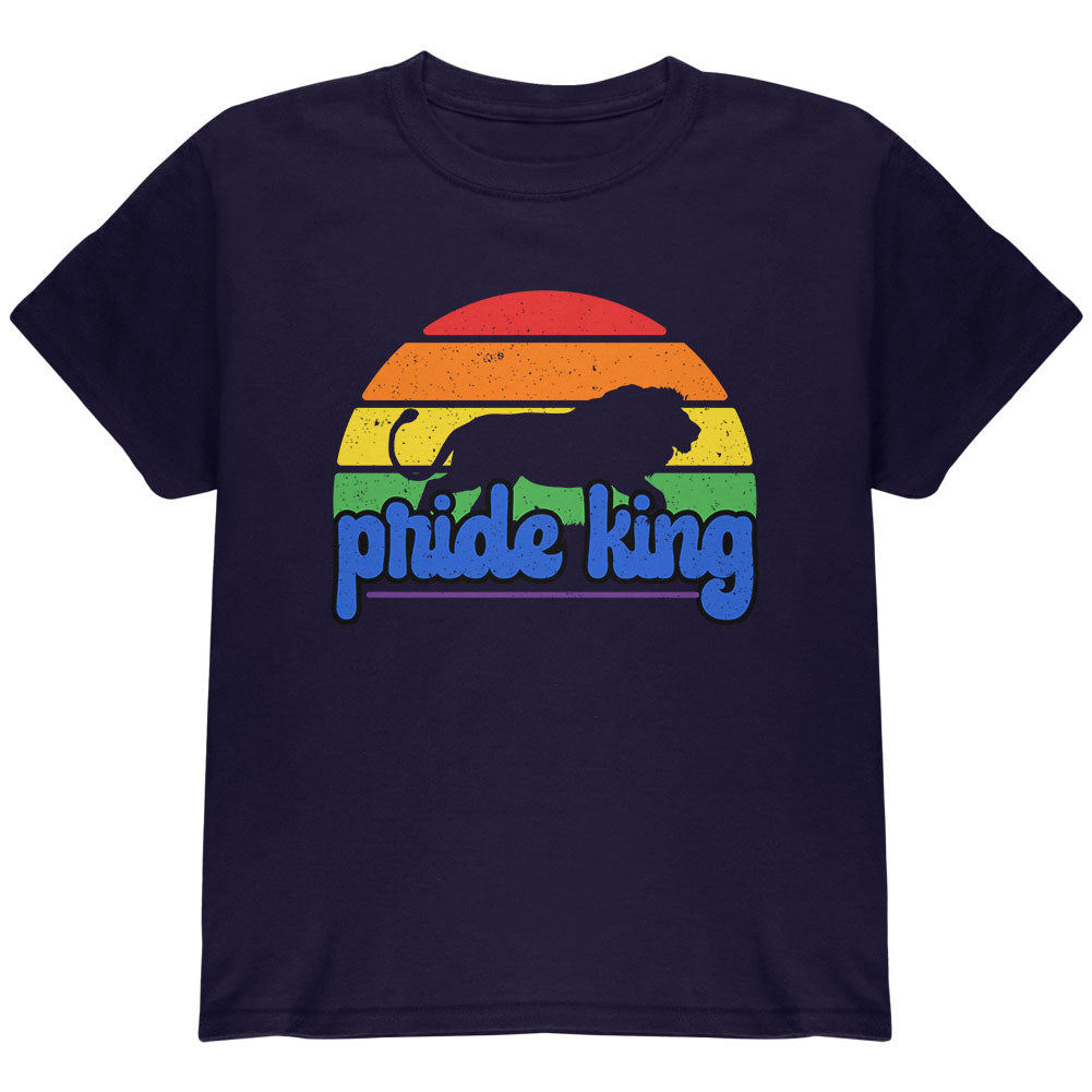 LGBTQ Lion Retro Sun Pride Youth T Shirt Youth T-Shirts LGBT YLG Navy 