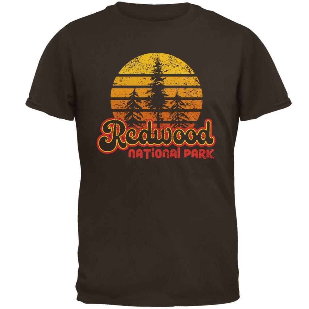 National Park Retro 70s Sunset Redwood Mens T Shirt Men's T-Shirts Old Glory 2XL Brown 