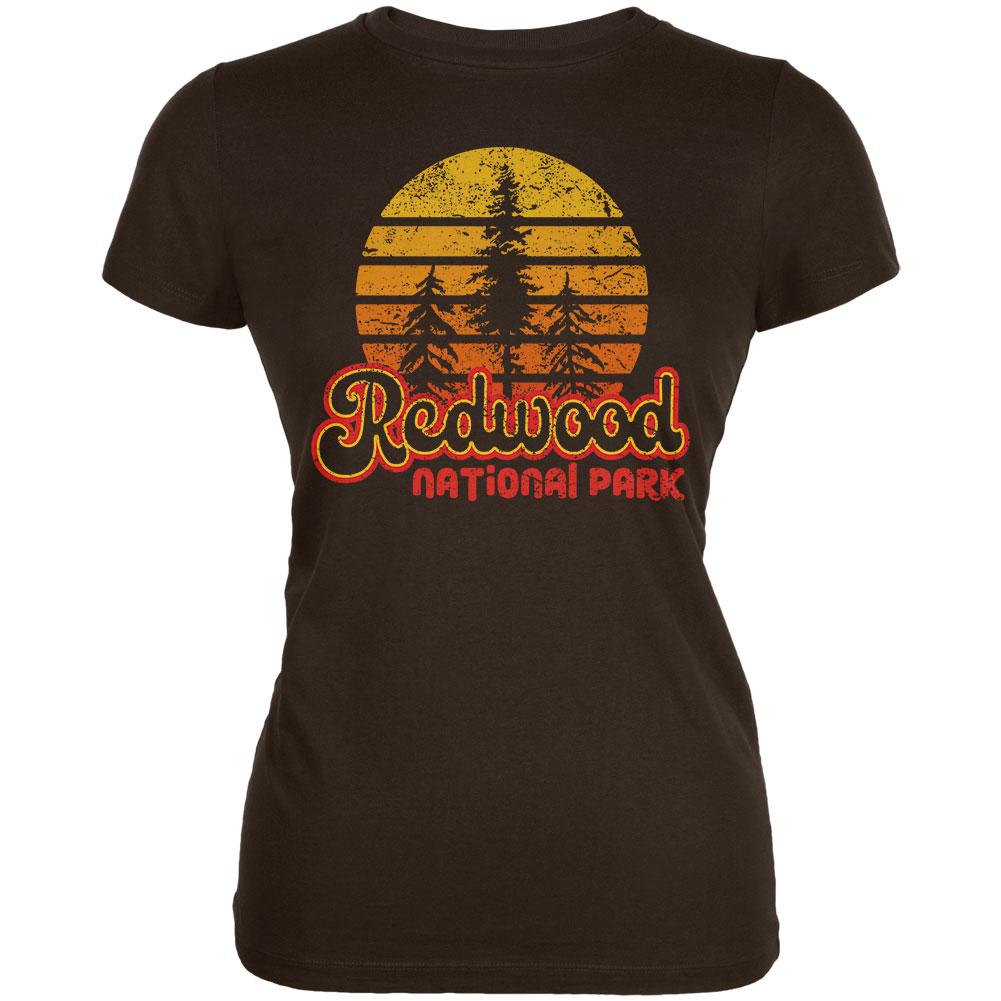 National Park Retro 70s Sunset Redwood Juniors Soft T Shirt Juniors T-Shirts Old Glory 2XL Brown 