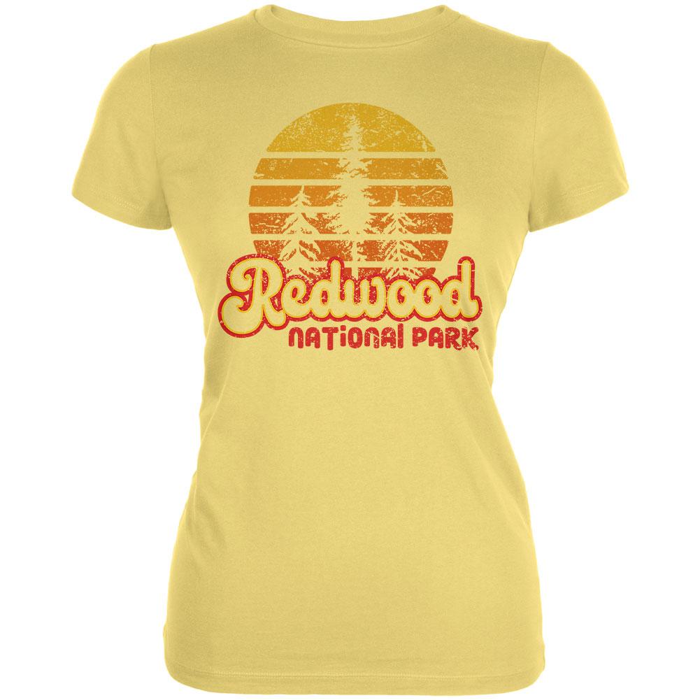 National Park Retro 70s Sunset Redwood Juniors Soft T Shirt Juniors T-Shirts Old Glory LG Yellow 