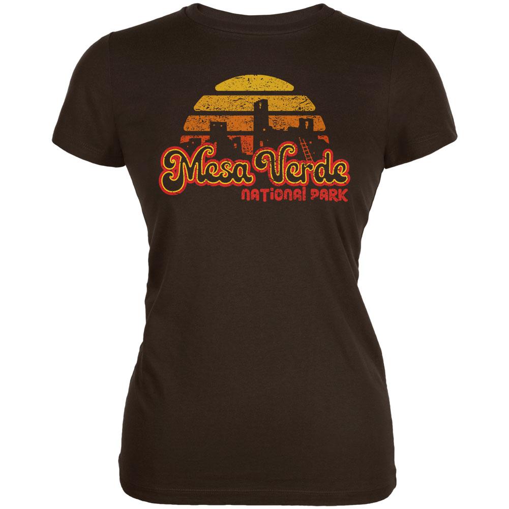 National Park Retro 70s Sunset Mesa Verde Juniors Soft T Shirt Juniors T-Shirts Old Glory 2XL Brown 