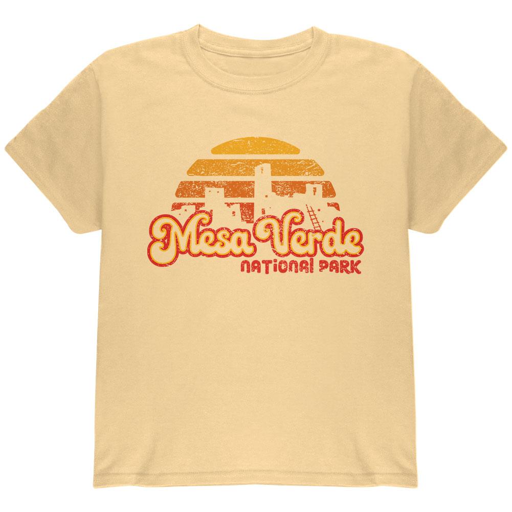 National Park Retro 70s Sunset Mesa Verde Youth T Shirt Youth T-Shirts Old Glory LG Yellow 