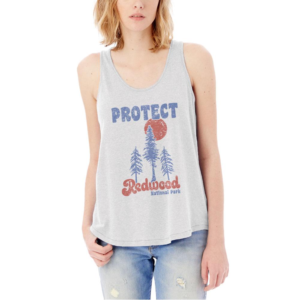 National Park Retro 70s Landscape Protect Redwood Womens Vintage Tank Top Women's Tank Tops Old Glory LG White 