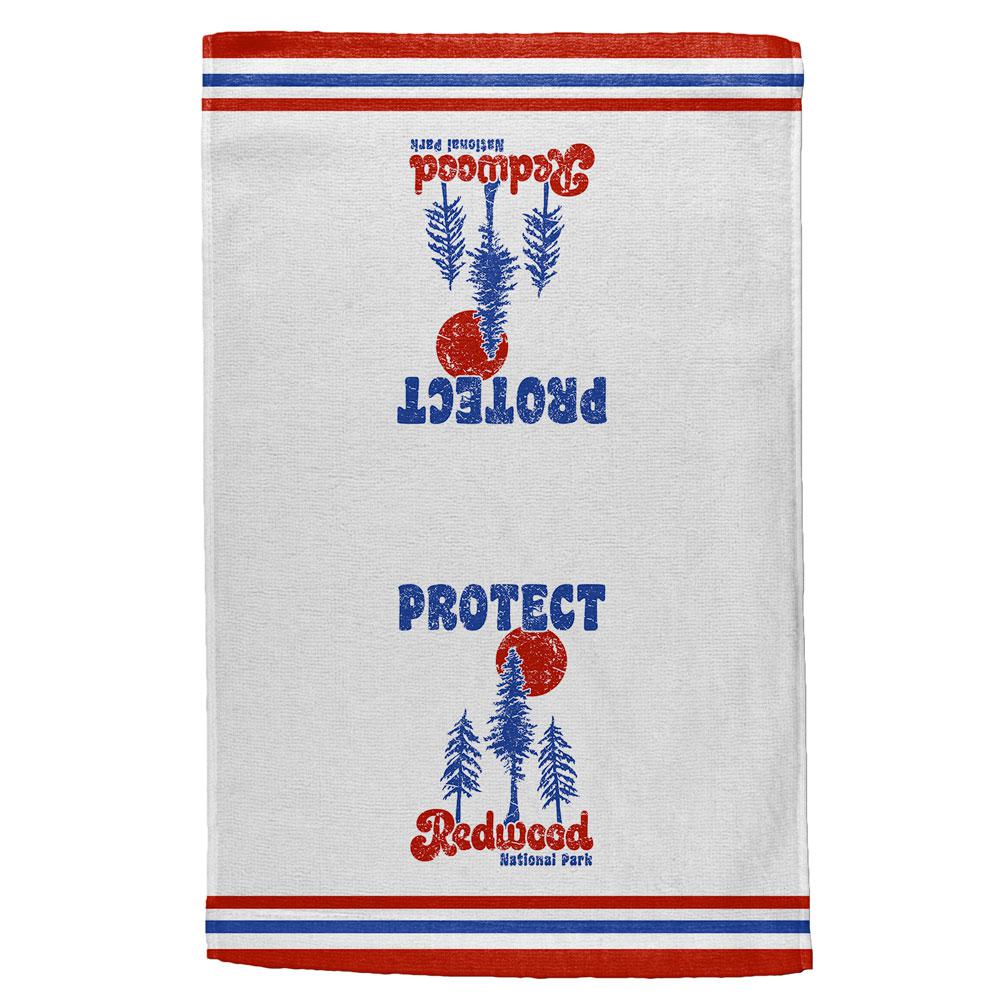 National Park Retro 70s Landscape Protect Redwood All Over Hand Towel Hand Towel Old Glory OS White 