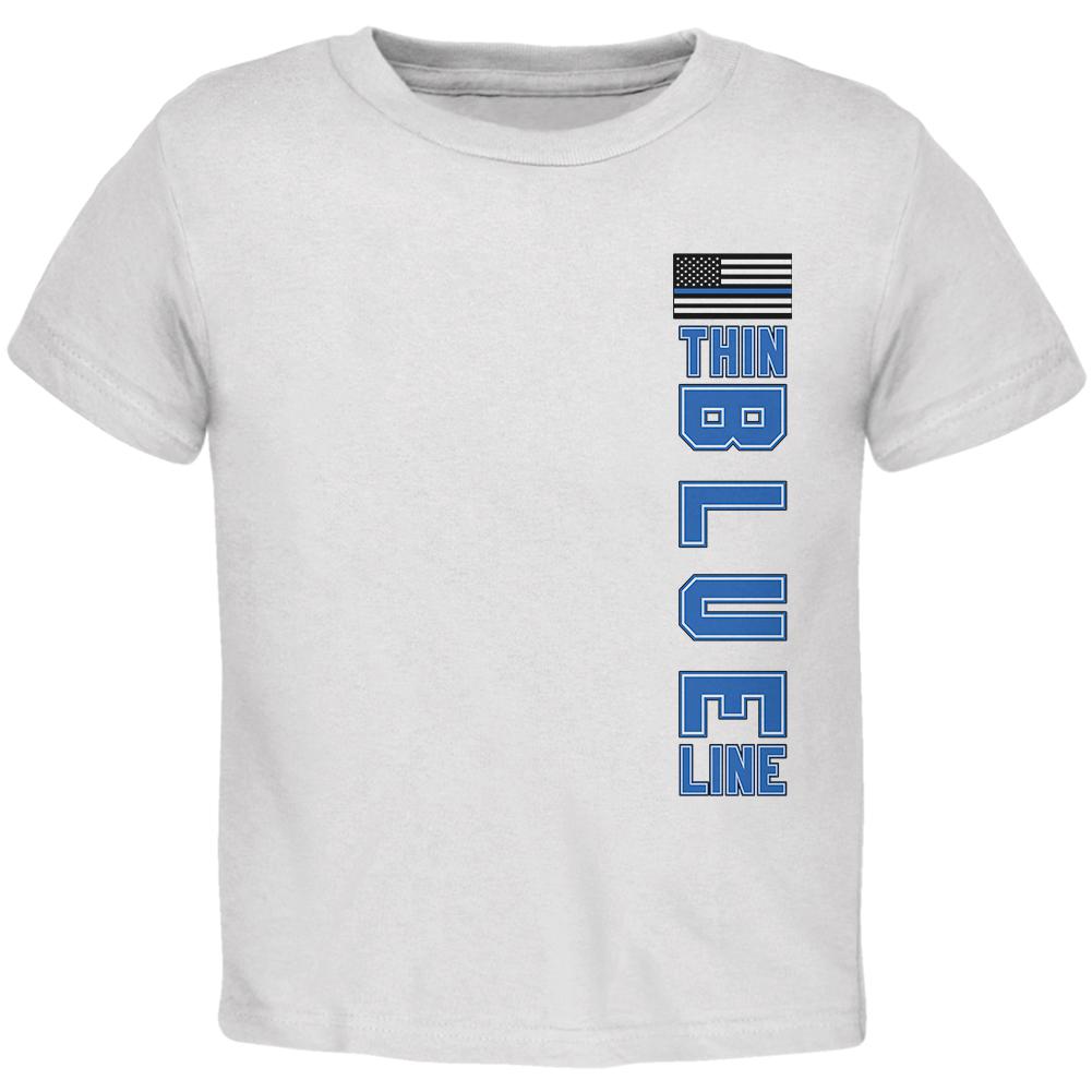 Blue Lives Matter Thin Blue Line American Flag Toddler T Shirt Toddler T-Shirts Old Glory 2T White 