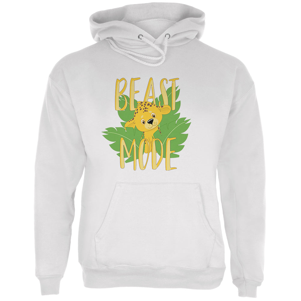 Beast Mode Cute Cheetah Cub Mens Hoodie Men's Hoodies Old Glory LG White 