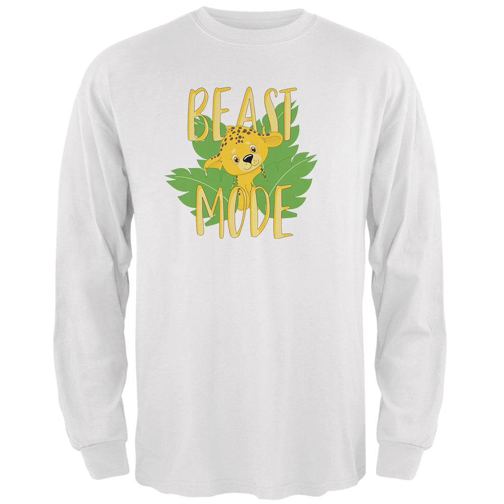 Beast Mode Cute Cheetah Cub Mens Long Sleeve T Shirt Men's Long Sleeves Old Glory 2XL White 